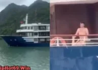 Anh tây Doggy ở tàu trên vịnh Hạ Long