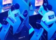 Em nữ sinh cưỡi ngựa trong tiệm nét